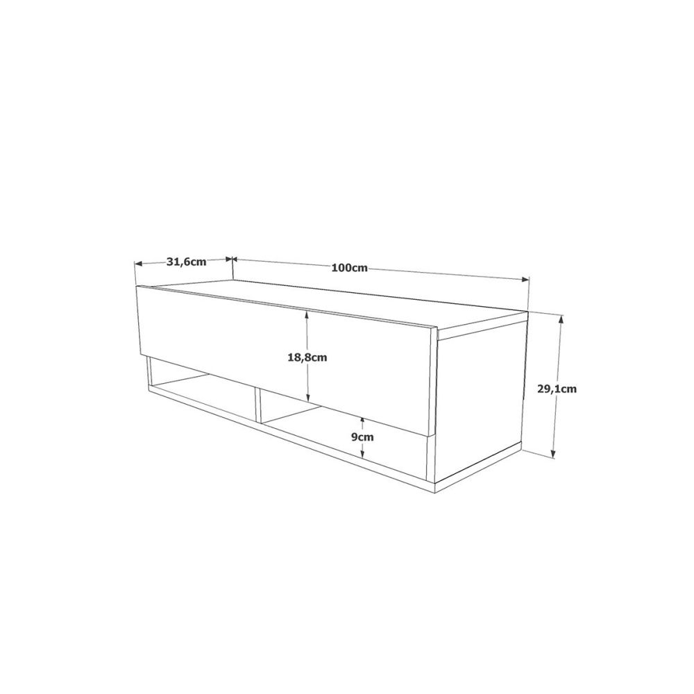 Mueble Mesa TV Moderno con 1 Puerta y Estantes en Melamina Color Madera - 100x31.5x29.6cm