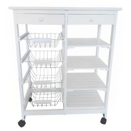 Verdulero frutero doble 4 cestas 4 baldas y 2 cajones color blanco 85x37x67