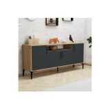Buffet de Melamina Natural-Gris Oscuro-Negro