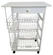 Carro Verdulero de Cocina con Botellero Lateral Blanco Oporto 57x37x82
