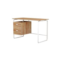 Mesa de Despacho con Cajones, Melamina Blanco-Natural, 120x75x75cm - Diseño Funcional