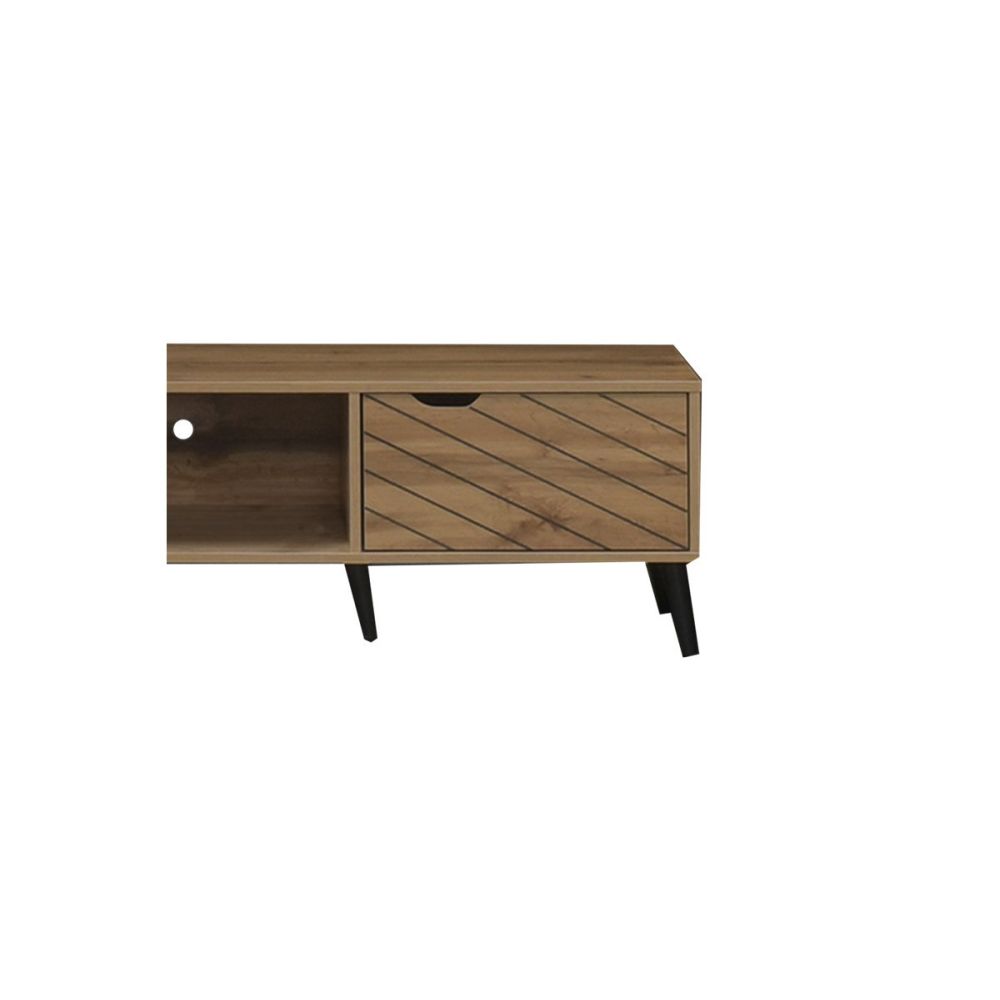 Mueble Mesa TV Roble Oscuro con 2 Puertas y Estante - Melamina 150x40x41.6 cm - Moderno y Funcional.