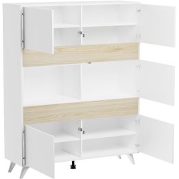 Mueble Vitrina, Mueble de salón, Aparador cocina, Color Roble y Blanco, Medidas: 120 cm (An) x 150 cm (Al) x 40 cm (Fon)