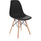 Pack 4 Sillas de Comedor, Sillas Cocinas, Acabado en Negro y Madera, Medidas: 45 cm (Ancho) x 53 cm (Largo) x 83 cm (Alto)