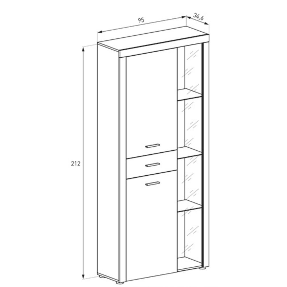 Mueble de Comedor, Color Cañón, 230 cm (Anc) x 212 cm (Al) x