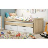 Cama Nido Juvenil con Dos Camas y Dos Cajones - Dormitorio en Cambria y Blanco - 200,5 x 98 x 72 cm