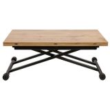 Mesa de Centro Elevable y Tapa Extensible - Fabricada en MDF - Cerrada 100x57 cm, Abierta 100x114 cm, Altura de 39 a 77 cm