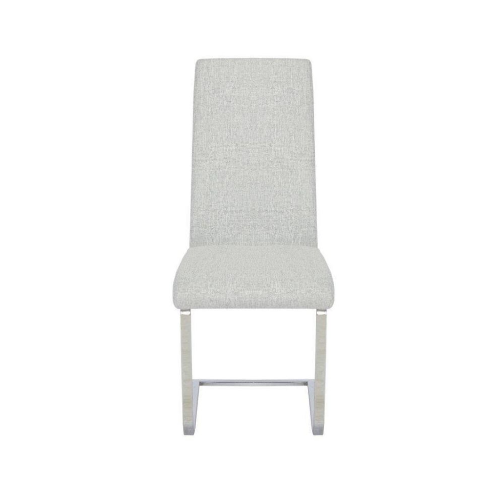Pack de 4 Sillas Tapizadas en Símil Piel Gris Claro con Pata