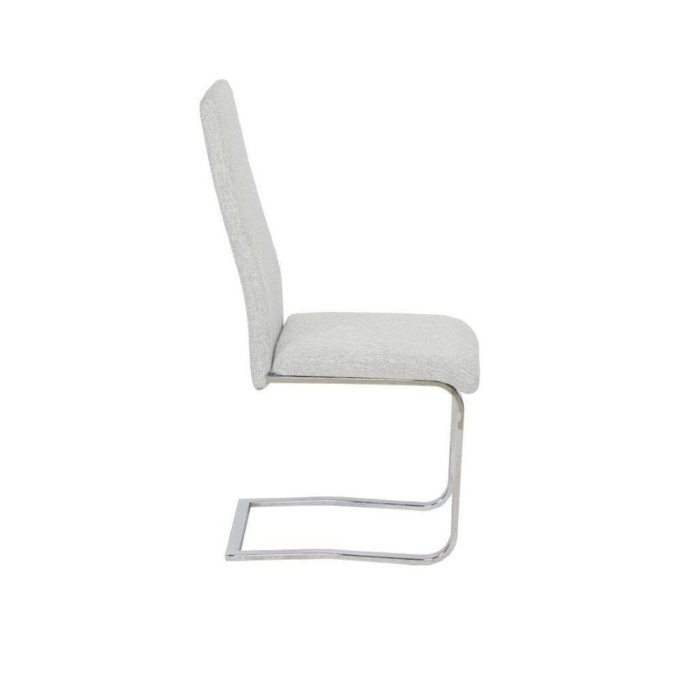 Pack de 4 Sillas Tapizadas en Símil Piel Gris Claro con Pata