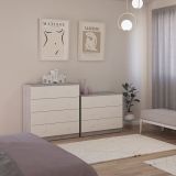 Cómoda con 3 Cajones, para Dormitorio, Acabado en Color Cemento Blanco