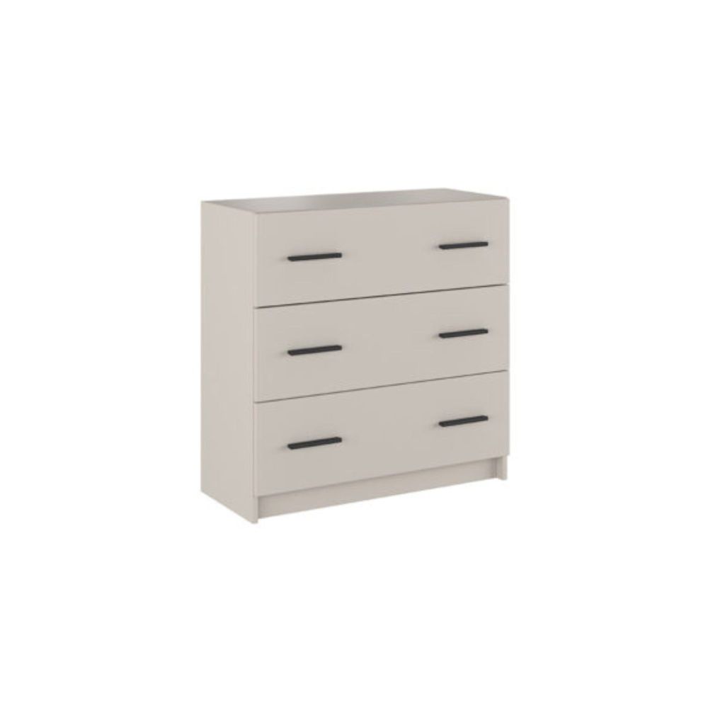 Cómoda de 3 Cajones para Dormitorio, Cajonera Dormitorio, Acabado en Beige, 80x81x34,4 cm