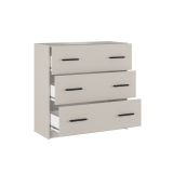 Cómoda de 3 Cajones para Dormitorio, Cajonera Dormitorio, Acabado en Beige, 80x81x34,4 cm