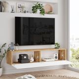 Mueble Mesa TV de Pared Color Blanco-Roble