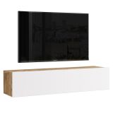 Mueble Mesa TV de Pared Color Blanco-Roble